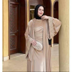 Two-Piece Dress Set with Gold Ribbon Belt