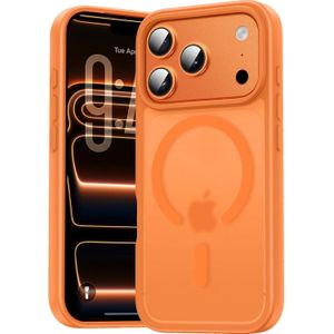 Natiiozie Magnetic Cover for iPhone 17 Pro max Compatible with MagSafe Translucent Matte Slim Back Shockproof Protective Case, Anti-fingerprint Scratch Resistant Case Orange