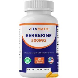 VITAMATIC Berberine 500 mg 60 Capsules 60 Servings - 60-Day Supply - Advanced Blood Sugar, Metabolic Health & Glucose Support Matrix - Non-GMO & Gluten-