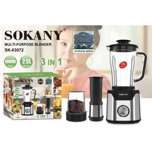 Sokany محضرة طعام متعدد الوظائف (خلاط + مطحنة + عصارة) 3 سرعات / 1000 واط