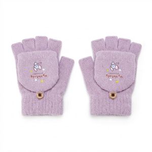 قفازات شتوية للأطفال نصف أصبع مع غطاء قابل للطي تصميم كرتوني لطيف جوانتي صوف ناعم محبوك لتدفئة اليدين في المدرسة واللعب ألوان متعددة للأولاد والبنات
