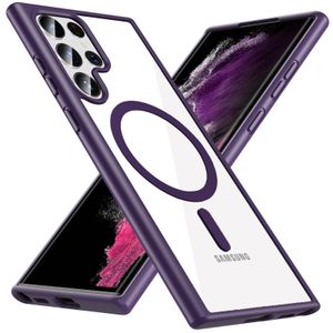 جراب مغناطيسي شفاف متوافق مع MagSafe لهاتف Samsung Galaxy S22 Ultra - بنفسجي عميق