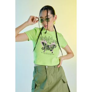 Defacto Woman Fitted Short Sleeve T-Shirt - L.GREEN