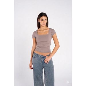 OUTDATED Cotton Square Neck Short Sleeve - Cafe