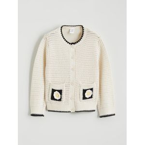 LC Waikiki Girl's Embroidered Knit Cardigan With A Round Neck