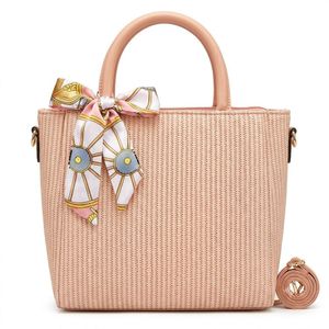  Elegant Women's Textured Handbag with Satin Scarf & Detachable Crossbody Strap - Kashmir
