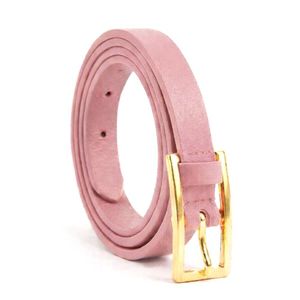 Leather Belt for Ladies and Girls, Gold Metal Buckle, Leather, Pink, 822, 3, Pcs1