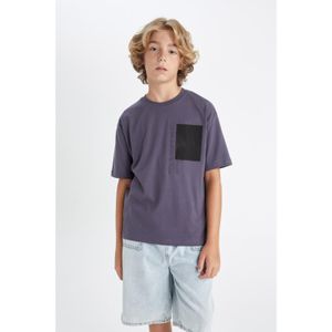 Defacto Boy Oversize Fit Crew Neck Short Sleeve T-Shirt - Indigo