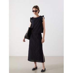 LC Waikiki Elastic Waist Hole-Knitted A-Line Broderie Skirt