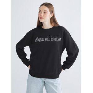 LC Waikiki Embroidered Oversize Women's Thick Sweatshirt
