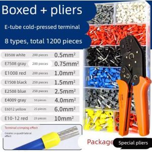 طقم أطراف كبس أسلاك كهرباء 1200 قطعة  + أداة كبس – موصلات أسلاك معزولة كبس بارد (فيرول أسطواني) من 7 إلى 22 AWG