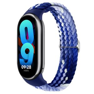 سوار ساعة ذكية، متوافق مع Xiaomi Band 8 Nylon Elastic Adjustable Replacement، من نايلون، خامة مقاومة للماء - أسود