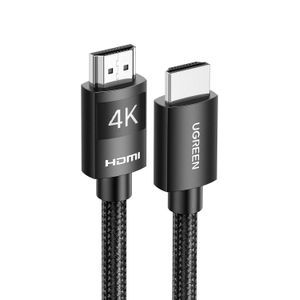 Ugreen كابل HDMI عالي السرعة بدقة 4K، كابل HDMI 2.0 مضفر من النايلون، سرعة نقل بيانات 18 جيجابت في الثانية مع منفذ إيثرنت، يدعم دقة 4K، ومعدل تحديث 60 هرتز، وتقنية HDR