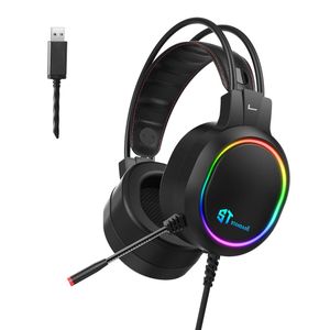 Standard GM09 سماعة ألعاب سلكية RGB بصوت محيطي افتراضي 7.1، درايفر 50 مم، بيس عميق، ميكروفون عازل للضوضاء مع LED وUSB