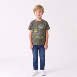 Ted Marchel Boy TEE Round Neck- Printed Dinosaur - Olive