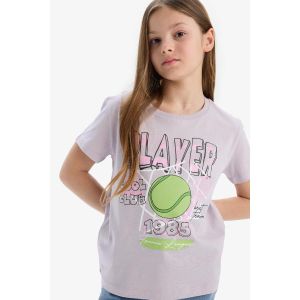 Defacto Girl Crew Neck Regular Fit Short Sleeve T-Shirt - Lt.Lilac