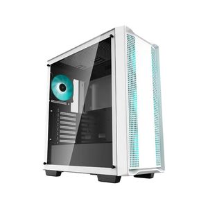 Deepcool علبة كمبيوتر CC560 WH متوسطة الحجم من نوع ATX، زجاج مقوى، 4 مراوح LED مقاس 120 مم، تدفق هواء عالٍ، تدعم مشعاع تبريد 360 مم