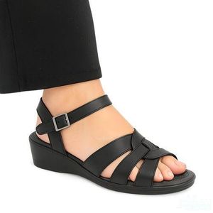 Silver Shoes فضي Shoes صندل حريمي اسود طبي من الجلد الطبيعي