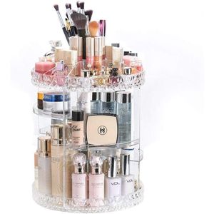 Makeup Organizer 360-Degree Rotating Adjustable Multi-Function Acrylic Cosmetic Storage