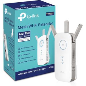 TP-Link موسع شبكة الواي فاي (RE450) بسرعة تصل الى 1750 ميجابايت في الثانية ومعزز واي فاي ثنائي النطاق ومعزز للانترنت من تي بي لينك AC1750، اختيار محرر مجلة PCMag