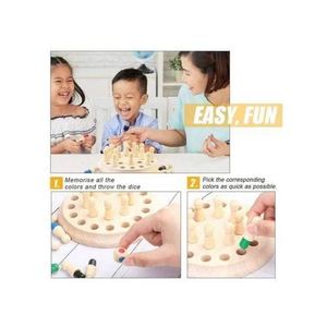 Wooden Memory Chess Game for Kids - Color Matching Educational Toy