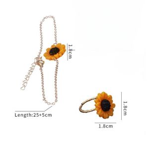 Bracelet & Ring - sunflower - Gold Plated