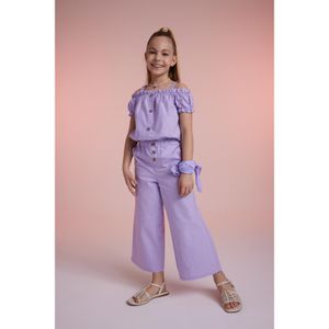 Defacto Wide Leg Cotton Trousers - Lt.Lilac