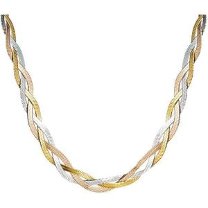 Fayrouz Jewelry قلادة شوكر ثلاثية الالوان من الستانلس ستيل مطلي بالذهب عيار 18 قيراط ، سلسلة متعرجة مضفرة ثلاثية الالوان للنساء, معدن, لا أحجار كريمة. من فيروز جوليري . (ثلاثية الالوان .)