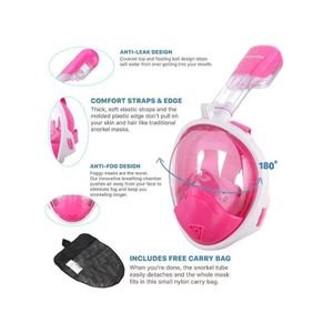 "Professional 180° Panoramic Full-Face Snorkeling Mask Set: Anti-Fog, Anti-Leak Underwater Diving Gear with Detachable Breathing Tube, Comfortable Adjustable Straps, and Portable Mesh Carrying Bag for Clear Aquatic Exploration."