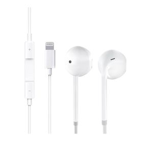 White earbuds with a Lightning connector