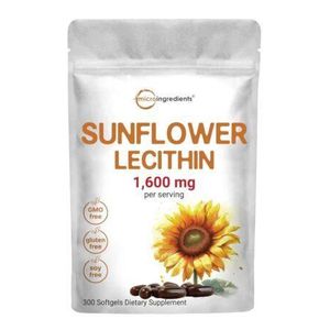 Micro Ingredients Sunflower Lecithin 1,600mg Per Serving, 300 Softgels Sustainably Farmed Source, Cold Pressed, Rich in Phosphatidyl Choline Lactation Supplement Soy Free, Non-GMO