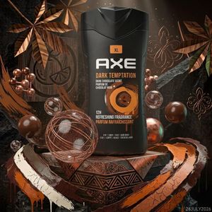Axe Dark Temptation Total Relax 3 in 1 Shower Gel 400ML - Face Body and Hair Wash for Men with Warm Fragrance and Long Lasting Freshness