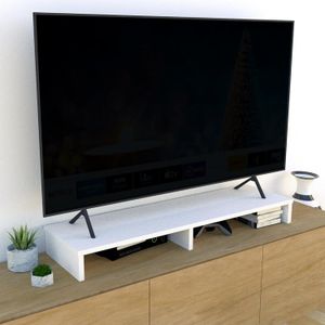 Henor FSC Wooden TV Stand TV Monitor Lift 115 * 35 * 12 cm Supports 90 kg White