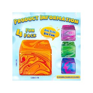 Maltose Ice Cube Squishy Stress Relief Toy 4 Pack, Needoh Style, Marbled Colors