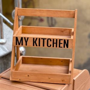  My Kitchen Wooden Storage Stand, 2-Tier Pyramid Organiser, 41 x 36 x 26 cm, Beech Wood.ka