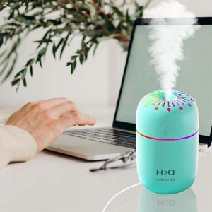مرطب هواء صغير بمنفذ USB، موزع رذاذ بارد محمول 300 مل مع أضواء ليد بالوان قوس قزح، إيقاف تلقائي، تشغيل هادئ للغاية للسيارة والمكتب وغرفة النوم