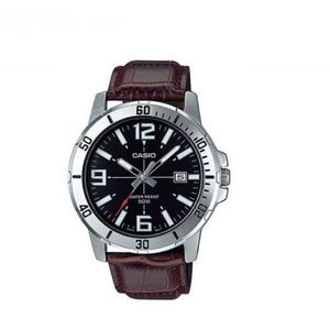 Casio Men's watch lesther black dial MTP-VD01L-1B