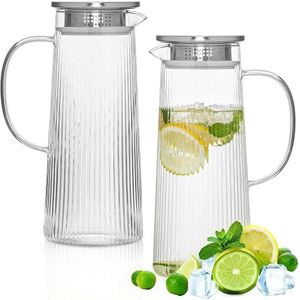 زجاجة زجاج بمقبض وغطاء محكم للمشروبات