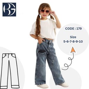 Trendy Blue Wide-Leg Girls' Jeans (Code: 179) – Chic, Edgy & Comfortable