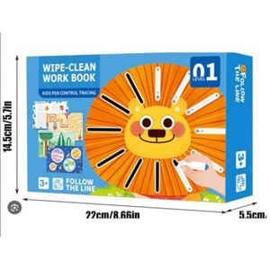 Wipe-Clean Tracing Workbook for Kids with Pens – Writing & Motor Skills Development
