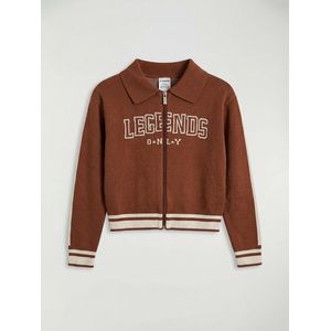 LC Waikiki Polo Collar Zippered Knit Girl's Cardigan