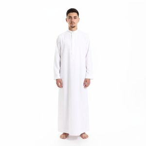 Shorto جلابيه اطفالي سادة نص ياقه قطن - 2690- ابيض