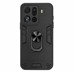 OPPO Find X9 Pro Iron Man Full Protection Case with Camera Lens Protection & Movable Metal Ring Stand - Black