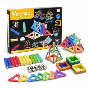 Magnetic Building Set with Rods, Balls and Panels, 158 Pieces - Multicolor - AQ-2209