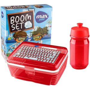 Max Plast لانش بوكس سعة 1100 مل وزجاجة 500 مل من ماكس بلاست، لون أحمر