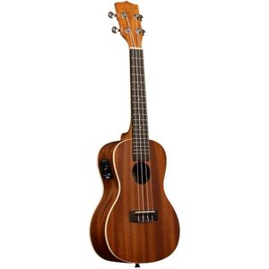 Electric Acoustic Ukulele Concert Size 23" Electro Acoustic Uke Hawaii Guitar Plugged Ukulele with 3-Band EQ Pickup Preamp System - Mahogany Body with White Binding - 4 Nylon Strings