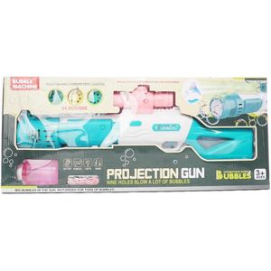 مسدس فقاعات مع جهاز عرض يعمل بالبطارية وصوت وضوء، مجموعة من 6 قطع للأطفال - أبيض وأخضر