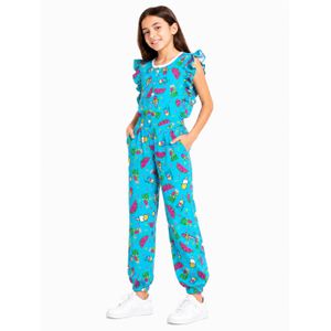 Caesar Girls' patterned jumpsuit with buttons down the front