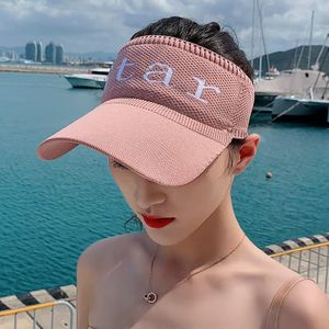 Summer Sports Open-Back Visor Cap with Embroidered Letter Detail