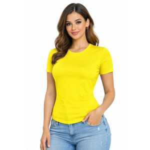 قميص داخلي أساسي - أكمام قصيرة - ياقة دائرية - قصة ضيقة للنساء